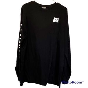 RIP n DIP -  Unisex "Lord Nerml"  Black Long Sleeve Cotton Pocket T-Shirt - XL